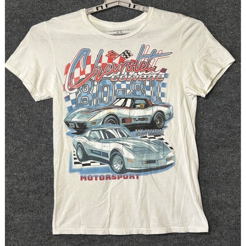 Chemistry Chevrolet Corvette Motorsport Graphic T-Shirt White‎ Mens Medium 80-81